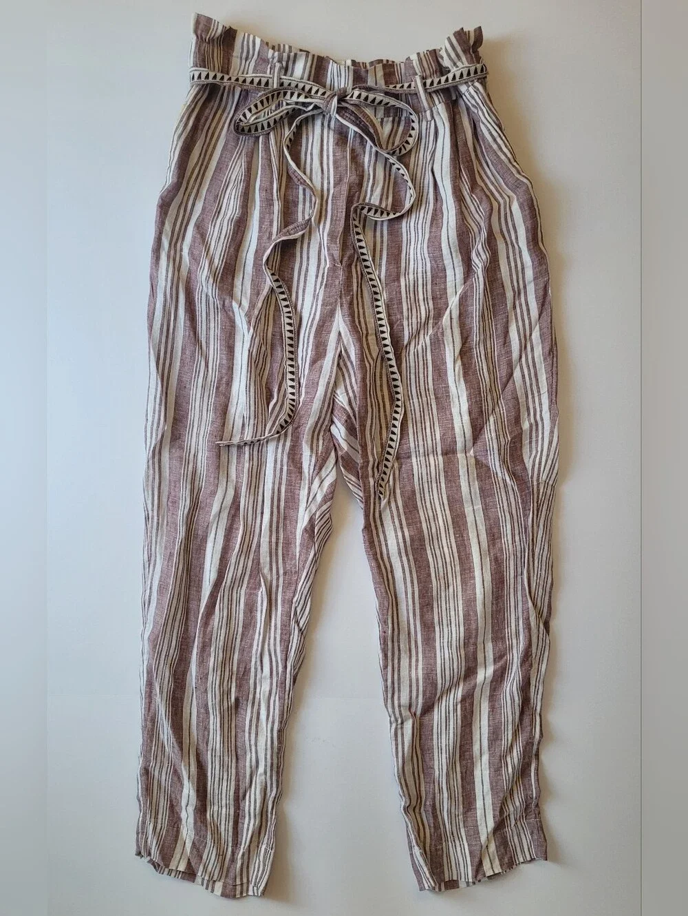 LemLem x H&M Resort Stripe Linen Paperbag Pants Large Excellent Condition